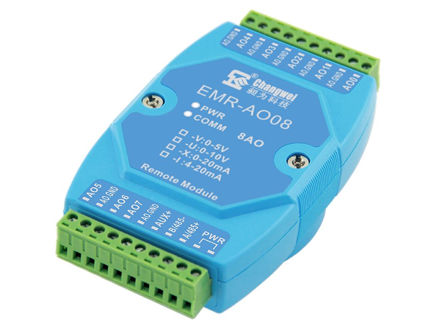 EMR-AO08系列智能八路模擬量輸出信號(hào)控制模塊 485轉(zhuǎn)模擬量 4-20mA 0-5V 0-10V 0-20mA