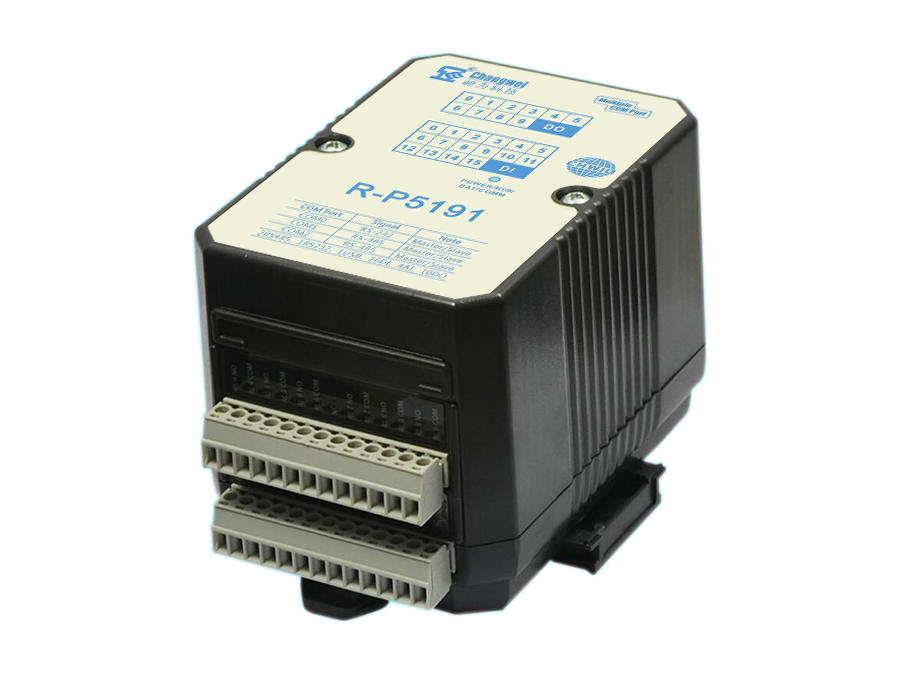 R-P5191增強(qiáng)型16DI/10DO/4AI智能IO控制器（PLC）2路RS485和1路RS232通訊口,16路開關(guān)量輸入,10路繼電器輸出,4路模擬量0-10V電壓輸入,標(biāo)準(zhǔn)Modbus RTU和Modbus ASCII/自由協(xié)議
