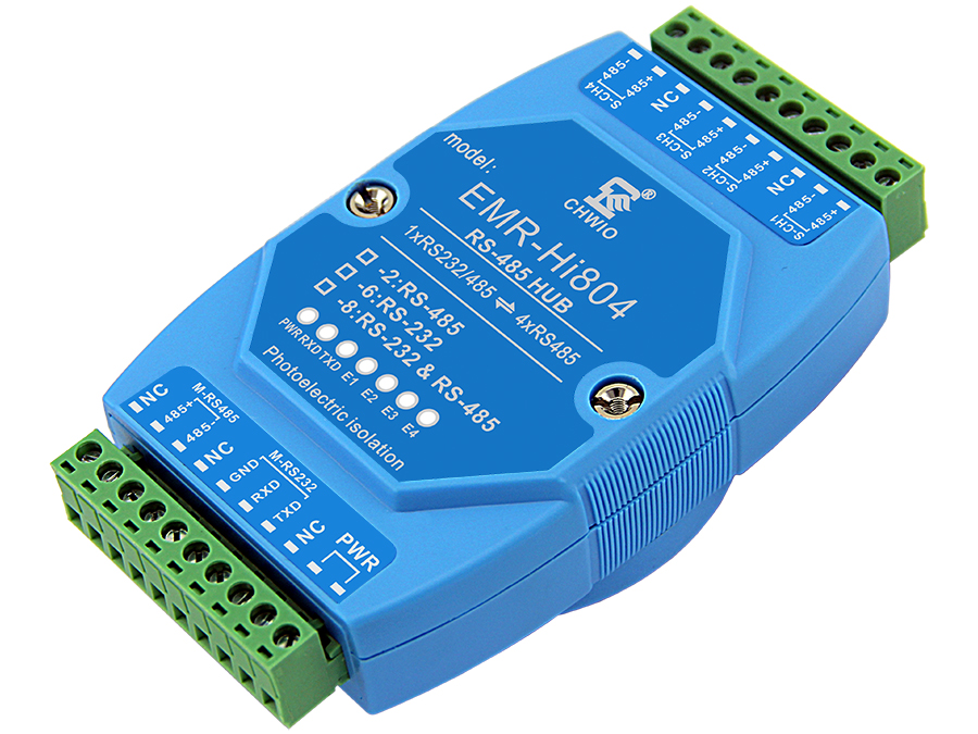 EMR-Hi804系列全部通道光電互隔離型4口RS485集線器 總線分割器 485共享器 485HUB